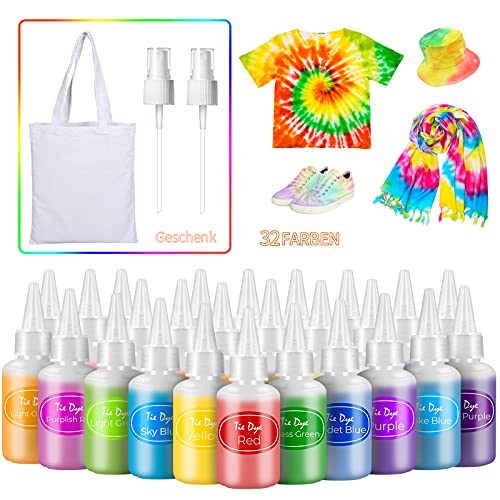 AIRCOVER Tie Dye Kit, 32 Färbe Tie Dye Set Farben für Kinder, Erw...