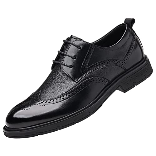 ANUFER Herren Echtleder Derby Brogues Formell Schnüren Business Ho...