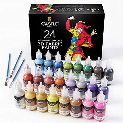 Castle Art Supplies 3D-Stofffarben Set | 24 leuchtende Qualitätsfa...