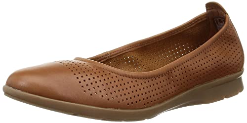 Clarks Damen Jenette Ease Ballet Flat, Tan Leather, 38 EU...