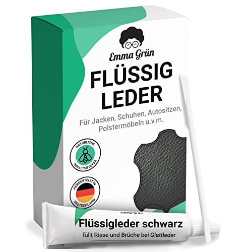 Emma Grün Flüssigleder Reparatur Set Schwarz [1x7ml] - Leder Kr...