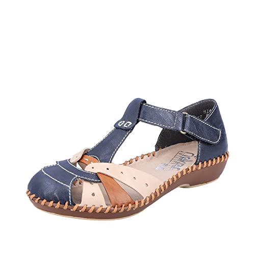 Rieker Damen Halbschuhe M1655-14 blau Gr. 39...