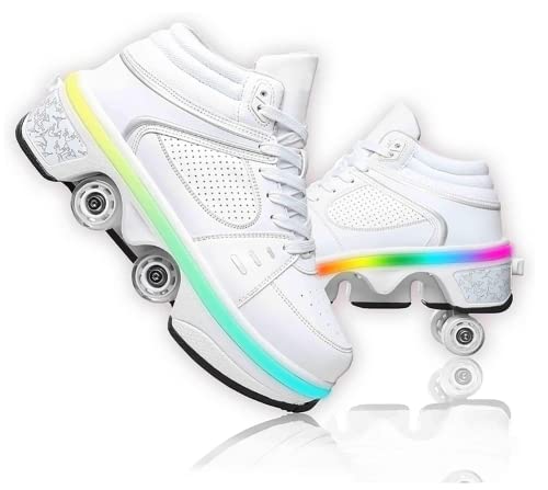 Schuhe mit Rollen LED Leuchtend Skates 4-Rad Verstellbare Rollschuh...