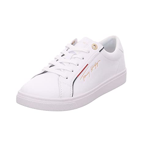 Tommy Hilfiger Damen Cupsole Sneaker Tommy Signature Schuhe, Weiß ...