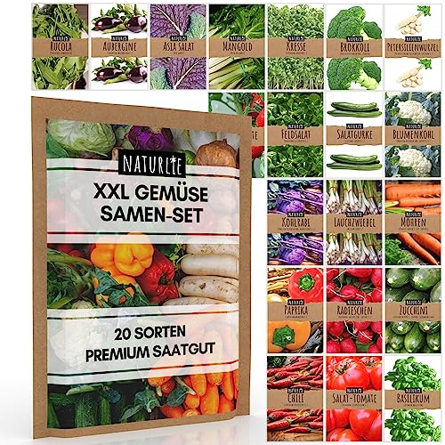 20er Gemüse Samen Set von Naturlie, 20 Sorten Premium Gemüse Saat...