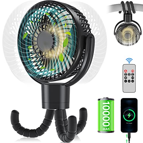 360° Oszillation Ventilator mit Fernbedienung, 10000mAh Akku Mini ...