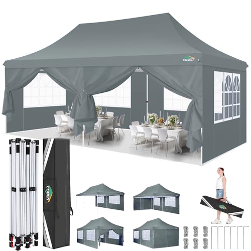 3x6m Pavillon, COBIZI Faltpavillon 3x6 Wasserdicht Stabil mit 6 Sei...