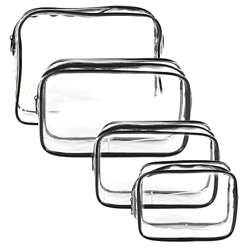 4 Stück Transparent Kulturbeutel,Transparent Make-up Tasche PVC Wa...