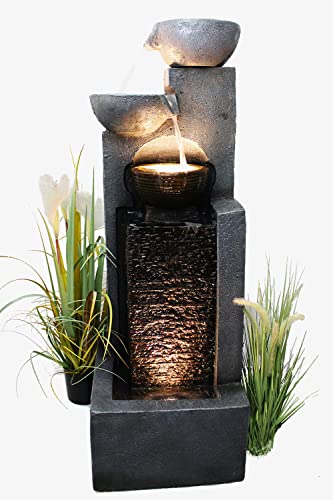 Arnusa Großer Gartenbrunnen mit LED Beleuchtung Springbrunnen Kask...