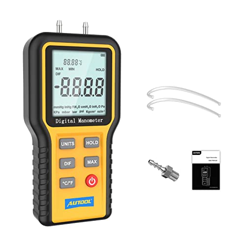 AUTOOL Digitales Manometer mit Doppelschlauchanschluss, Manometer G...