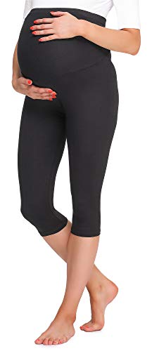 Be Mammy Damen 3 4 Umstandsleggings BE20-258(Schwarz, M)...