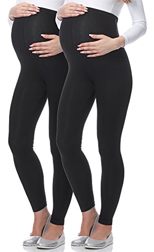 Be Mammy Lange Umstandsleggings aus Viskose BE-02 2er Pack (Schwarz...