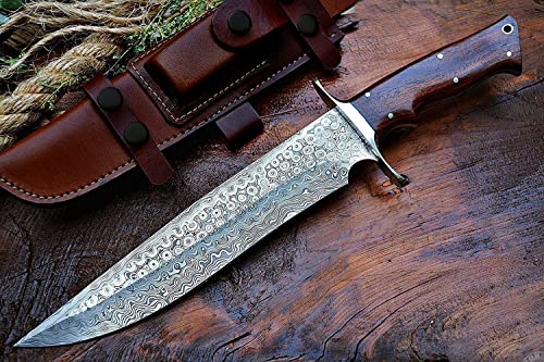 BIGCAT ROAR Handmade Damaskus Jagdmesser - feststehende Klinge Jagd...