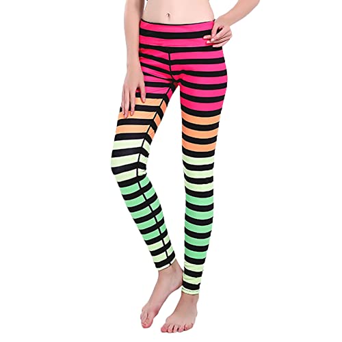 Blickdicht Leggings Damen für Yoga Fitness, Damenstreifen Drucke S...