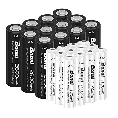 BONAI Akku 12XAA und 12XAAA 2800 1100mAh Wiederaufladbare Batterien...