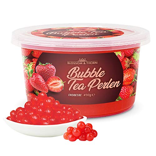 Bubble Tea Perlen Erdbeere 490g, 100% ohne Gelatine & Gluten, Poppi...