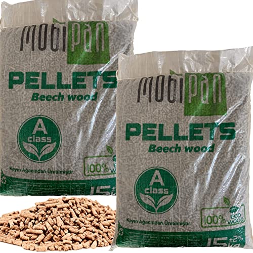 Buche Pellets 30kg (2x15kg) Mobipan, für BBQ, Smoker, Räucherofen...