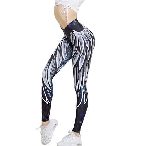 Caige Yogamosen für Frauen, Engelsflügel Drucken Leggings,Blau,S...