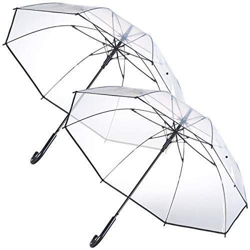 Carlo Milano Schirm: 2er-Set transparente Stock-Regenschirme, Stahl...