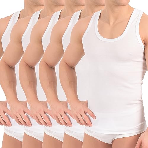 Celodoro Herren Feinripp Unterhemd (5er Pack) Tanktop Weiß - XL...