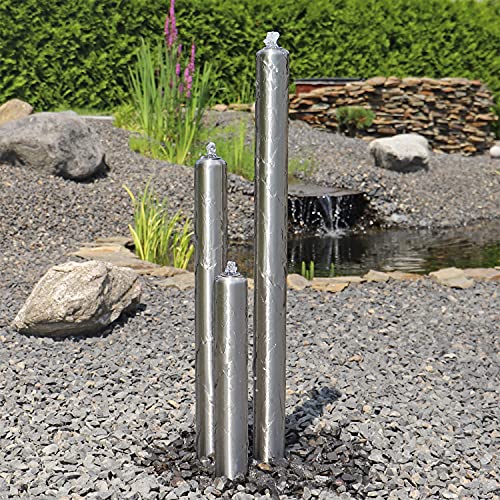 CLGarden Edelstahl Säulenbrunnen ESB1 mit 3 Säulen 100cm Gartenbr...