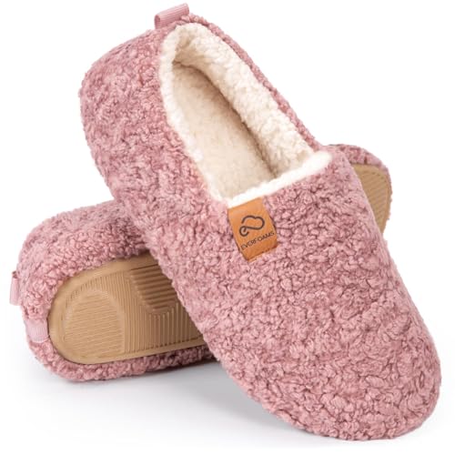 EverFoams Damen Warme Lammfell Memory Foam Voll Hausschuhe, rose, 3...