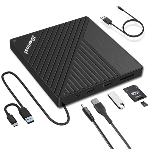 Externes CD DVD Laufwerk USB 3.0 Typ-C, Extern mit SD TF-Kartenlese...