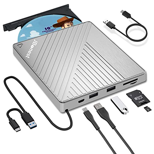 Externes CD DVD Laufwerk USB 3.0 Typ-C, Extern mit SD TF-Kartenlese...