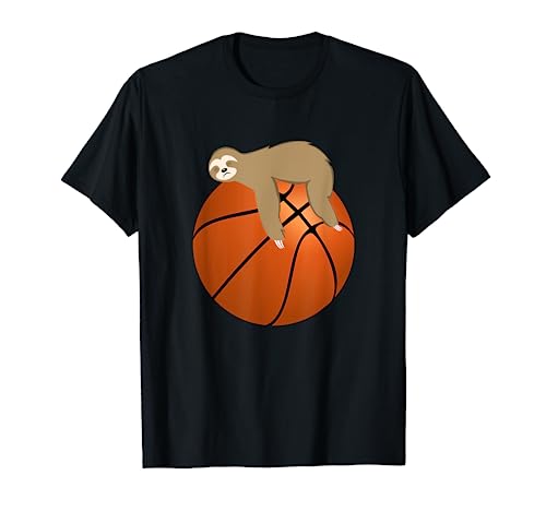 Fauler Faultier, der auf einem Basketballball-Entwurf T-Shirt...