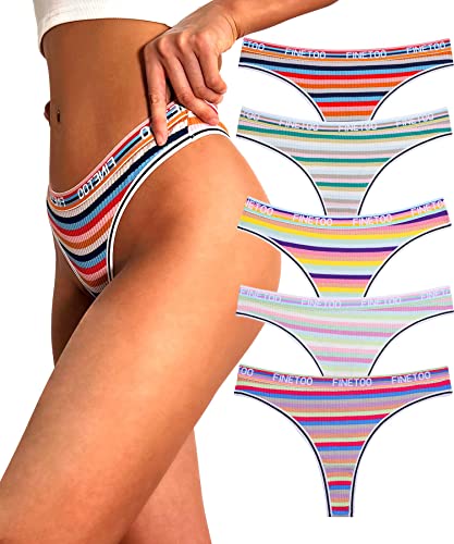 FINETOO 5er Pack String Tanga Damen Baumwolle mit Niedriger Leibhö...