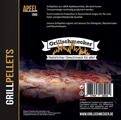 Grillschmecker Grillpellets Apfel 15kg - Holzpellets aus 100% Apfel...