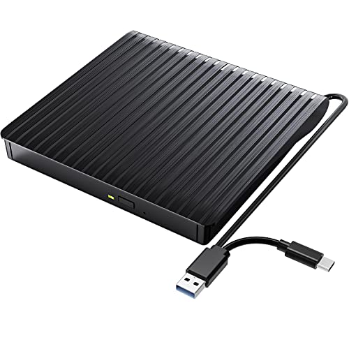 HATOKU Externes DVD Laufwerk USB 3.0 Type-C, Externer CD Brenner Tr...