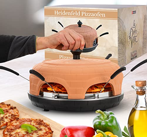 Heidenfeld Pizzaofen Pizzachef | Platz für 6 Personen - Elektrisch...