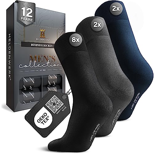 HELDENWERK Business Socken Herren 12er Pack I Herrensocken mit atmu...