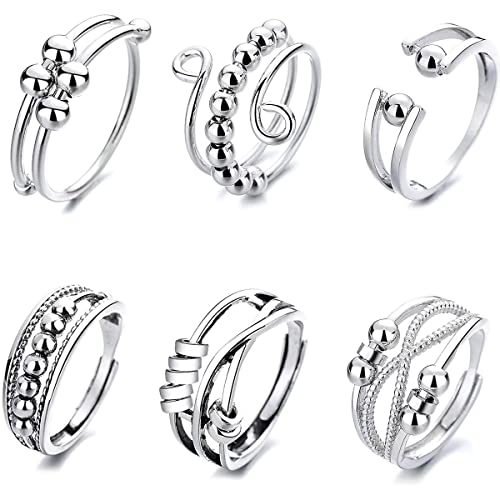 Hillylolly Ringe Frauen Set, 6 Stücke Spinner Ring Damen, Angst Ri...