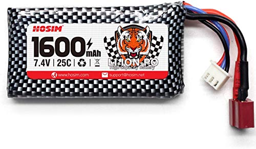 Hosim RC Cars Ersatzbatterie, 1 Pack 7.4V 1600mAh Li-Po Akku 9125 T...