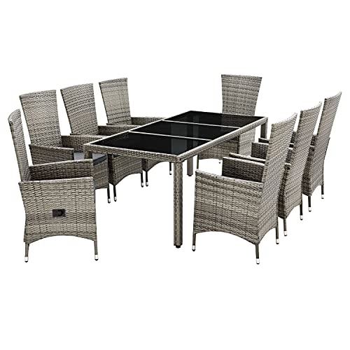 Juskys Polyrattan Gartenmöbel-Set Rimini Plus 9-teilig & wetterfes...