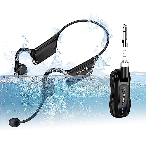 KIMAFUN 2.4G Drahtloses Fitness Headset Mikrofon, IP67 Wasserdichte...