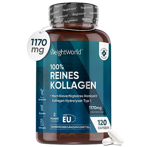 Kollagen Kapseln - 1170mg pures Marine Collagen - 120 Kapseln - Nat...