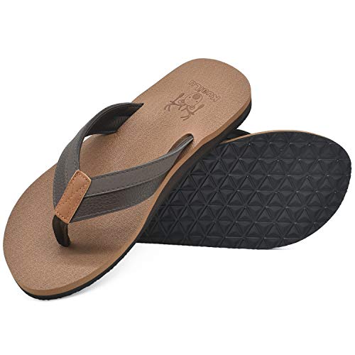 KuaiLu Flip Flops Herren Weich Leder Zehentrenner Männer Bade Sand...