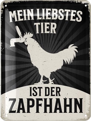 LANOLU Retro Blechschild ZAPFHAHN - lustiges Sprüche Schild Bier a...