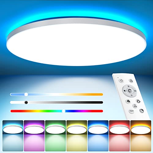 Led Deckenleuchte Dimmbar mit Fernbedienung 24W RGB Farbwechsel LED...