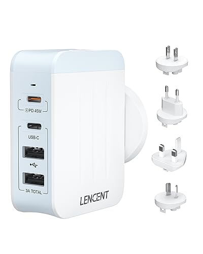 LENCENT Universeller Reiseadapter, 45W Mehrfach USB Ladegerät, Int...