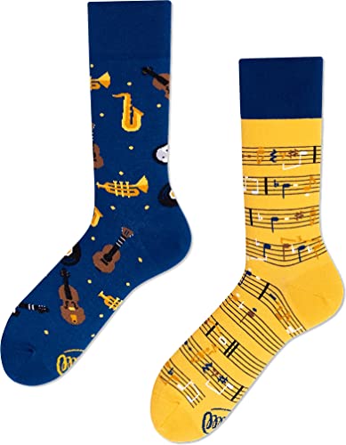 Many Mornings Unisex Music Notes Mismatched Socken, Multi-Color, 43...