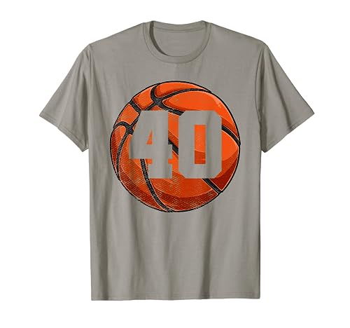 mb 40. Basketballball Geburtstag Distressed Sport Spieler T-Shirt...