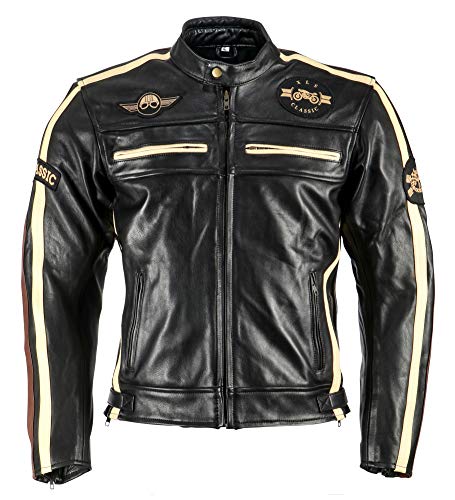 Motorradjacke XLS Classic One für Herren schwarz Retro Bikerjacke ...