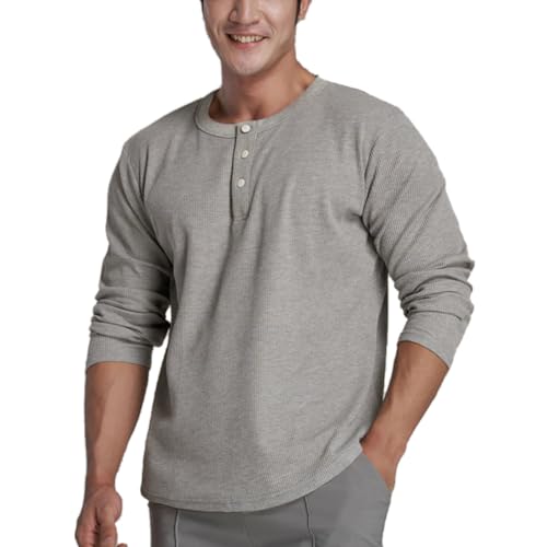 Muscle Alive Herren Henley Lange Ärmel Waffel Sweatshirt Lockere P...