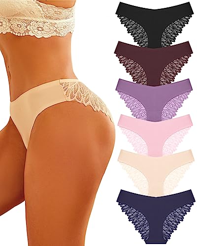 FINETOO Seamless Slips Damen Nahtlose Unterwäsche Spitzen H...