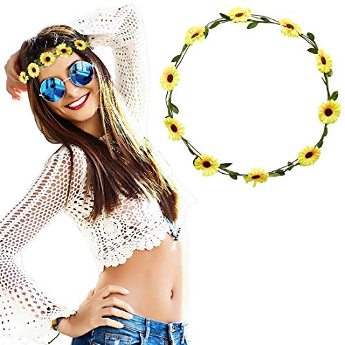 NET TOYS Traumhaftes Flower Power Blumen-Haarband - Gelb-Grün - Au...