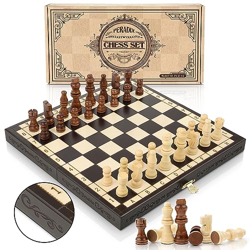 Peradix Schachspiel aus Holz, Schach klappbar Schachbrett 29x29cm -...